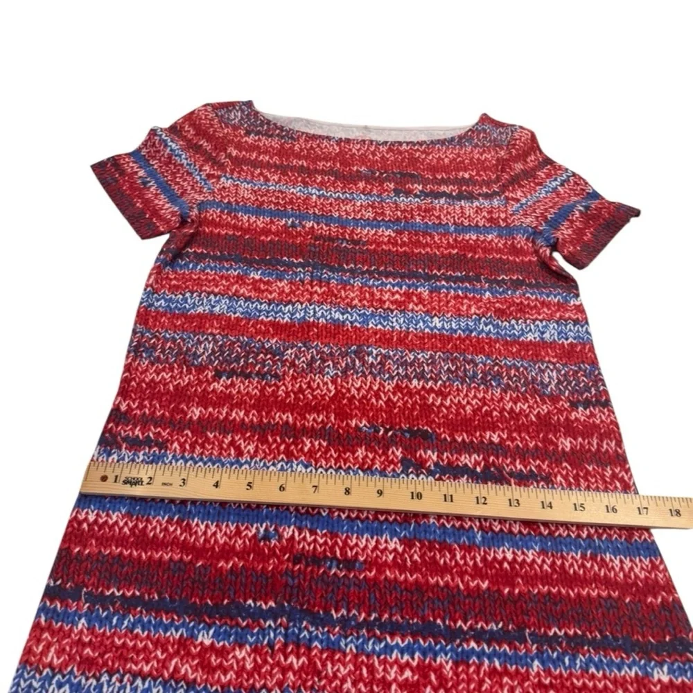 Tory Burch Pima Cotton Red Blue Yarn Print Mini Short Sleeve‎ Dress Size XXS